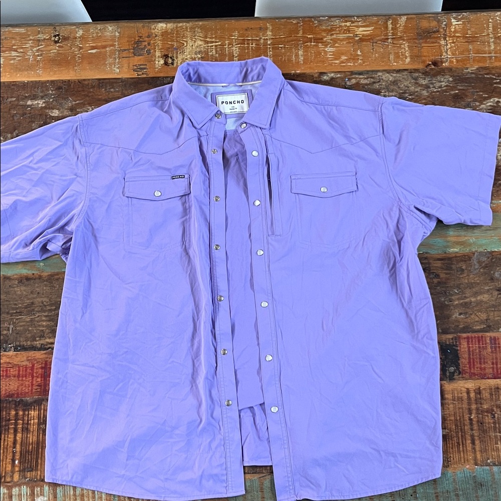 Poncho Brand Purple/lavender Short Sleeve Button-Up Shirt